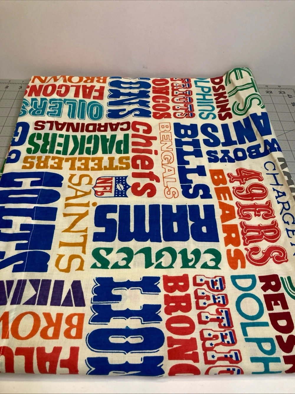 Vintage 70s Sears NFL Team Logo Window Curtain Valance 1 Panel 33.5”x 81”